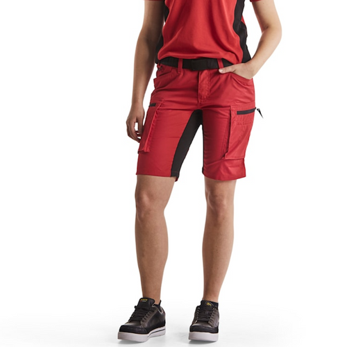 BLAKLADER Shorts 7149 with  for BLAKLADER Shorts | 7149 Womens Service Stretch Red Shorts with Polyester that have Configuration available in Carpentry