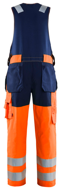 BLAKLADER Overalls | 2653 High Vis Orange /Navy Blue Overalls Sleeveless with Holster Pockets in Durable Poly/Cotton Blend