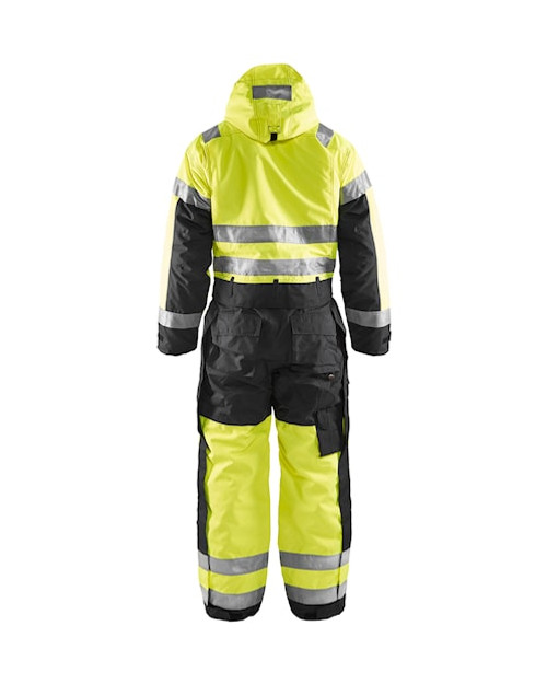 BLAKLADER Overalls | 6763 Winter High Vis Yellow /Black Overalls with Kneepad Pockets and Reflective Tape in Polyester