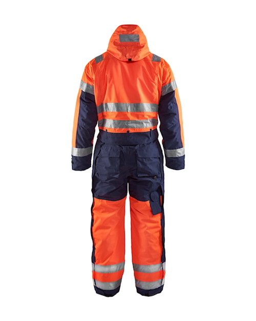 BLAKLADER Overalls | 6763 Winter High Vis Orange /Navy Blue Overalls with Kneepad Pockets and Reflective Tape in Polyester