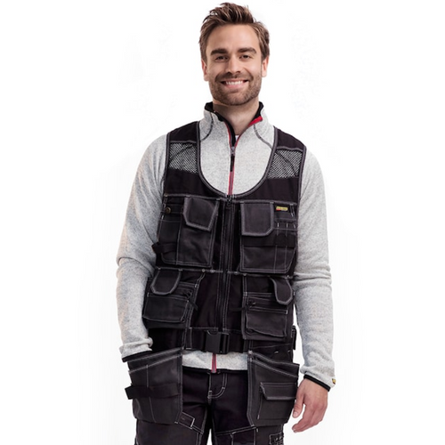 BLAKLADER Tool Vest 3119 with Holster Pockets  for BLAKLADER Tool Vest | 3119 Black Craftsman  Tool Vest with Holster Pockets Canvas that have Configuration available in Carpentry