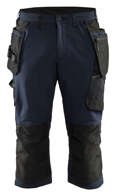 BLAKLADER Shorts 1521 with Kneepad Pockets  for BLAKLADER Shorts | 1521 Mens Craftsman Dark Navy Blue Shorts with Kneepad Pockets Holster Pockets 4-Way Stretch that have Configuration available in Carpentry