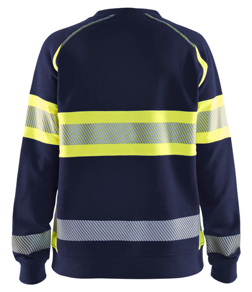 BLAKLADER Pullover  3409  with  for BLAKLADER Pullover  | 3409 Womens Navy Blue / High Vis Yellow Pullover with Reflective Tape Cotton that have  available in Australia and New Zealand