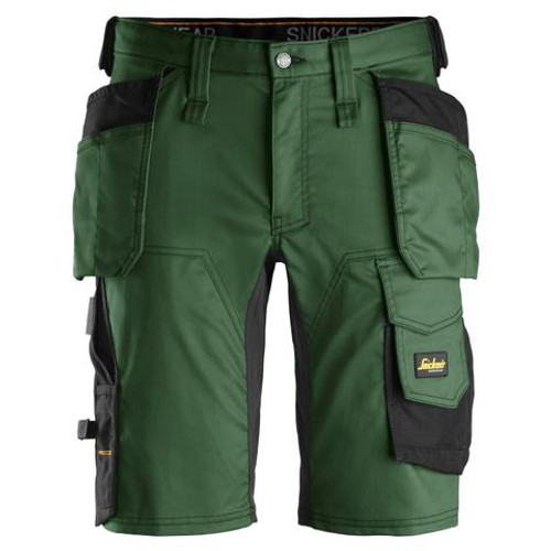 SNICKERS Shorts 6141 with Holster Pockets  for SNICKERS Shorts | 6141 Mens Allround Work Green Shorts with Holster Pockets Cotton with Stretch that have Configuration available in Carpentry