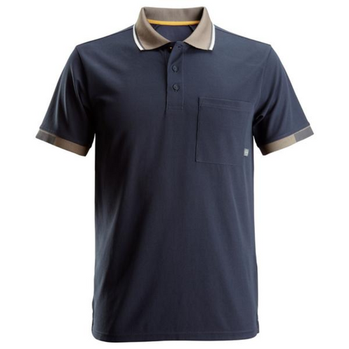 The SNICKERS 2724 Navy Blue Short Sleeve Performance Polo Shirt combines superior moisture management, ventilation, and cooling for all-day comfort.