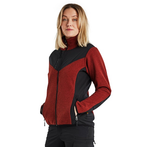 BLAKLADER Jacket | 5943 Womens Burned Red /Black Jacket Knitted with Softshell in Polyester