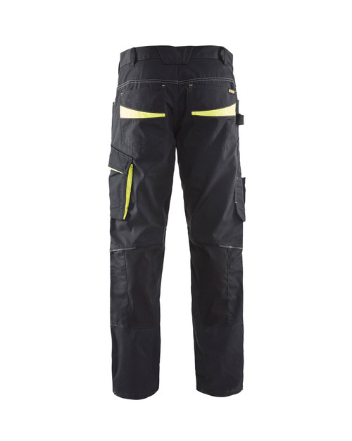 BLAKLADER Rip-Stop with Stretch Black Trousers for Electricians that have Kneepad Pockets  available in Australia and New Zealand