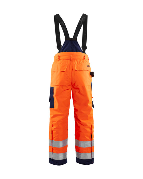 BLAKLADER Polyester Waterproof High Vis Orange Trousers for Electricians that have Kneepad Pockets  available in Australia and New Zealand