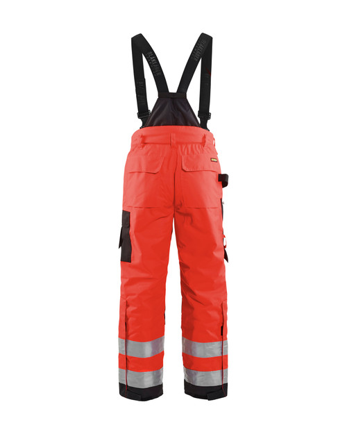 BLAKLADER Polyester Waterproof High Vis Red Trousers for Electricians that have Kneepad Pockets  available in Australia and New Zealand