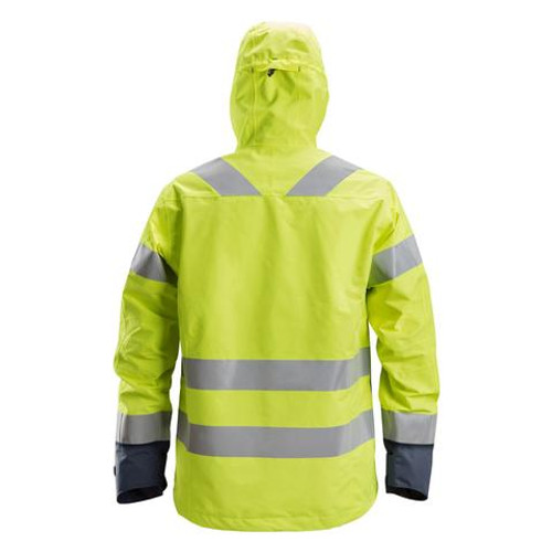 SNICKERS Jackets | Mens 1300 Hi Vis Yellow/Navy Blue Waterproof Shell Jackets with Reflective Tape