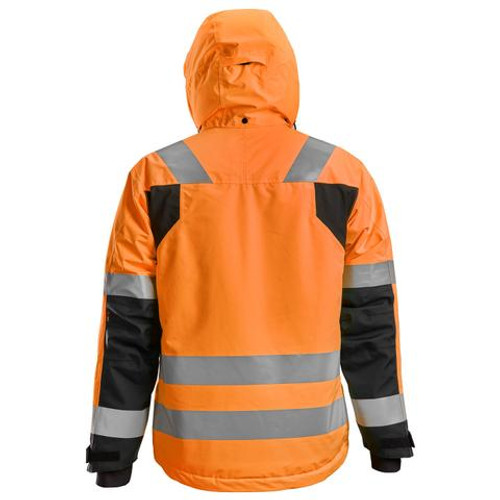 SNICKERS Polyester Waterproof High Vis Orange  Jacket  for Rail Industry that have Reflective Tape  available in Australia and New Zealand