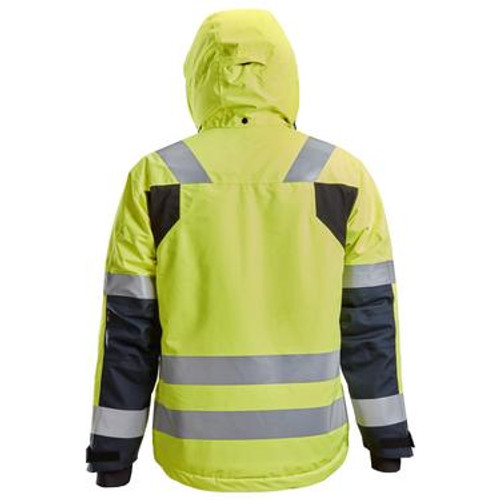 SNICKERS Polyester Waterproof High Vis Yellow  Jacket  for Electricians that have Reflective Tape  available in Australia and New Zealand