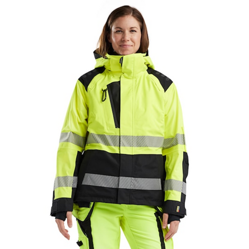 BLAKLADER Jacket | 4436 Womens High Vis Yellow /Black Jacket Hooded with Reflective Tape in Polyester