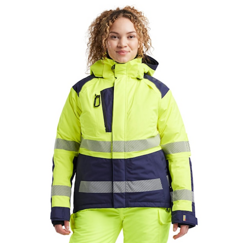 BLAKLADER Jacket | 4456 Womens High Vis Yellow /Navy Blue Jacket Winter with Reflective Tape in Polyester