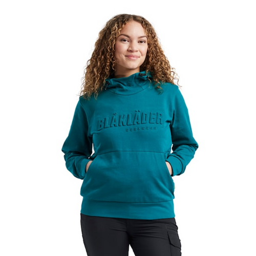 BLAKLADER Hoodie  | 3560 Womens Teal Blue 3D Logo Hoodie in Cotton