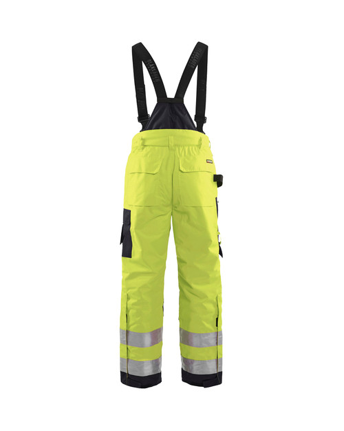 BLAKLADER Polyester Waterproof High Vis Yellow Trousers for Electricians that have Kneepad Pockets  available in Australia and New Zealand