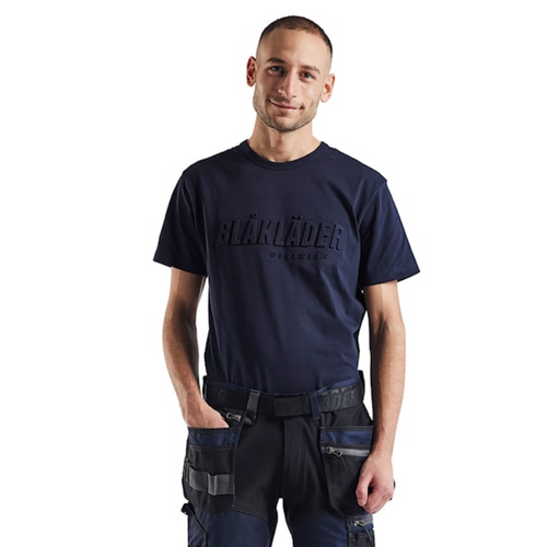 BLAKLADER T-Shirt  3531  with  for BLAKLADER T-Shirt  | 3531 Mens Dark Navy Blue 3D Logo T-Shirt in Cotton that have  available in Australia and New Zealand