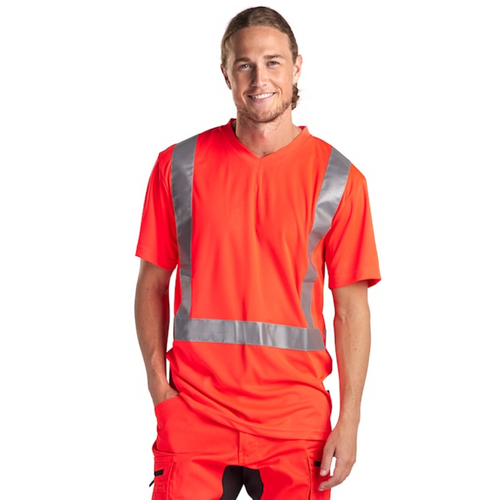 BLAKLADER T-Shirt  3313 with  for BLAKLADER T-Shirt  | 3313 High Vis Red T-Shirt in Reflective Tape Polyester that have  available in Australia and New Zealand