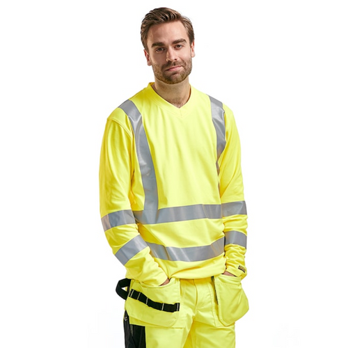BLAKLADER T-Shirt  3383 with  for BLAKLADER T-Shirt  | 3383 High Vis Yellow UV Protection Long SleeveT-Shirt with Reflective Tape Polyester that have UV Protection  available in Australia and New Zealand