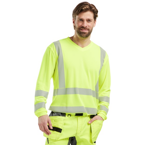 BLAKLADER T-Shirt  3385 with  for SNICKERS T-Shirt  | 3385 High Vis Yellow UV Protection Long Sleeve T-Shirt with Reflective Tape Polyester that have UV Protection  available in Australia and New Zealand