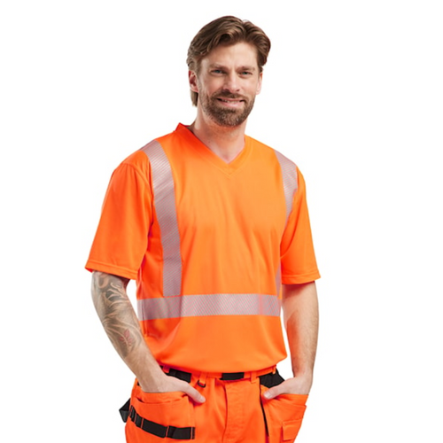 T-Shirt  3386 with  for SNICKERS T-Shirt  | 3386 High Vis Orange UV Protection T-Shirt with Reflective Tape Polyester that have UV Protection  available in Australia and New Zealand
