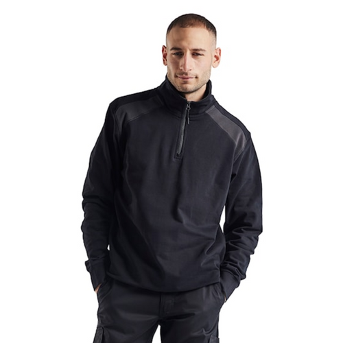 BLAKLADER Cotton Black  Pullover  for Carpenters that have 1/4 Zip  available in Australia and New Zealand