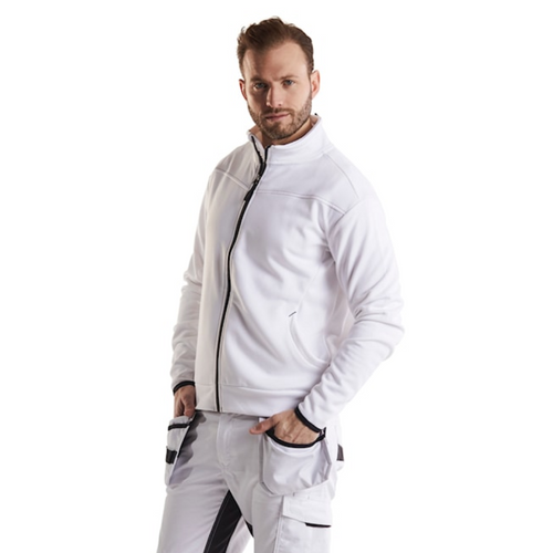 BLAKLADER Pullover  3366  with  for BLAKLADER Pullover  | 3366 Mens White Full Zip Painters Pullover in Polyester Fleece that have Full Zip  available in Australia and New Zealand