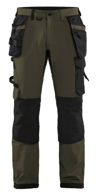 BLAKLADER 1522 Olive Green Trousers with Holster Pockets for the Workers and Installers in Solar