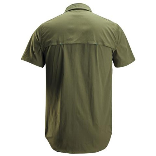 Buy Online SNICKERS Khaki Green Shirt with Short Sleeves for the Construction Industry and Operators in Perth, Sydney and Brisbane
