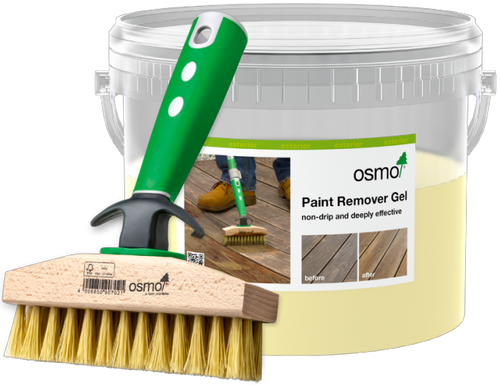 Osmo Paint Remover Gel 6611 is a powerful, ready-to-use viscous gel specially formulated to remove old oil-based surface finishes from exterior timber. Osmo Paint Remover Gel 6611 is a powerful, ready-to-use viscous gel specially formulated to remove old oil-based surface finishes from exterior timber.