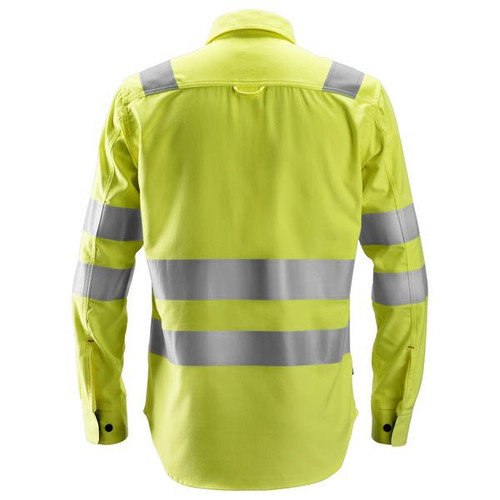 SNICKERS Cotton with Stretch High Vis Yellow  Shirt  for Welders that have Anti-Flame Reflective Tape  available in Australia and New Zealand