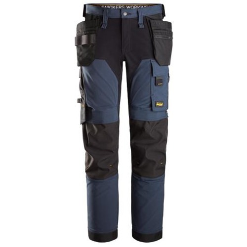 Suitable work Trousers available in Australia, New Zealand and Canada SNICKERS 4-Way Stretch Navy Blue Trousers for Electricians