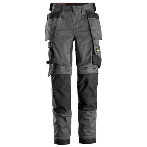 SNICKERS 2-Way Stretch Mid Grey Trousers for Carpenters that have Kneepad Pockets available in Australia