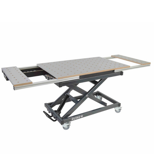 RUWI Lifting Table | Supplier of 300kg Rated HPL Perforated Top Ø20mm  for Extensions, Woodworking, Carpentry, Cabinetmaking, Furniture Maker and Workshops