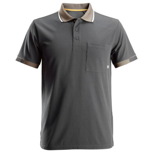 The SNICKERS 2724 Mid Grey Short Sleeve 37.5® Performance Polo Shirt delivers exceptional comfort and temperature regulation for demanding work environments.
