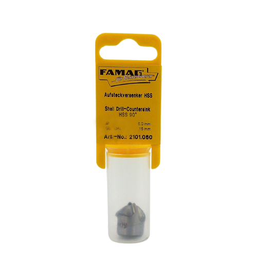 FAMAG Shell Countersinks | 2101 90° Countersink - Ø 16mm  with 6mm Drill for Screw Head Recessing, Countersunk Head Screws to create a total tool solution for timber.