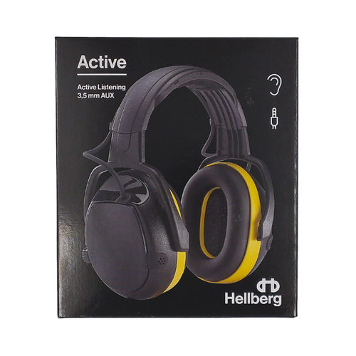 HELLBERG Ear Muffs | ACTIVE Class 2 AUX Input, Active Monitoring Earmuffs  with Headband for Excavator Operators, Landscapers to create a total tool solution for construction.