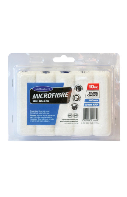 MONARCH Paint Roller | MINI 100mm Paint Roller 10mm Nap in 10 Pack in Microfibre