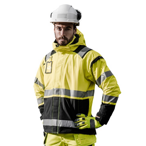 BLAKLADER Jacket | 4987 Mens High Vis Yellow /Black Jacket with Full Zip and Reflective Tape in Polyester
