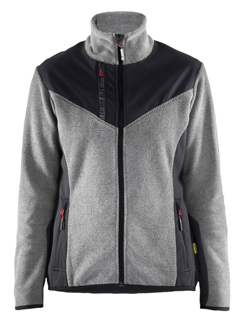 BLAKLADER Jacket | 5943 Womens Grey Melange /Black Jacket Knitted with Full Zip in Polyester Fleece