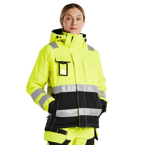 BLAKLADER Jacket | 4872 Womens High Vis Yellow /Black Jacket with Full Zip and Reflective Tape in Polyester