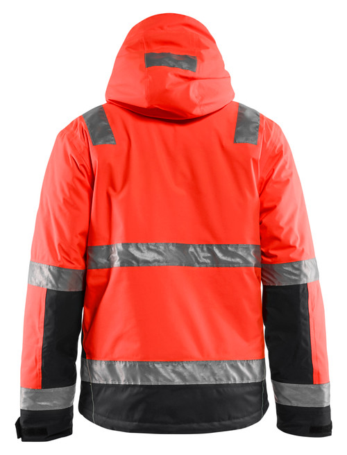 BLAKLADER Polyester Waterproof High Vis redJacket  for Electricians that have Full Zip  available in Australia and New Zealand