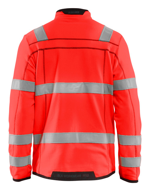 BLAKLADER Jacket | 4941 Mens High Vis Red Jacket with Full Zip Reflective Tape in Polyester Fleece