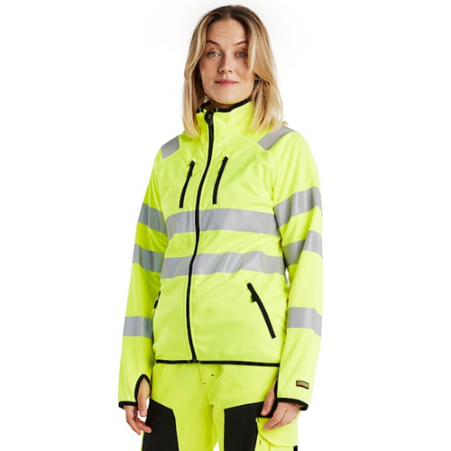 BLAKLADER Jacket | 4926 Womens High Vis Yellow Jacket with Full Zip and Reflective Tape in Softshell
