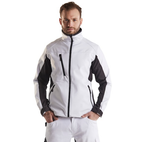 BLAKLADER Jacket | 4950 Mens White /Dark Grey Jacket with Full ZIp in Softshell