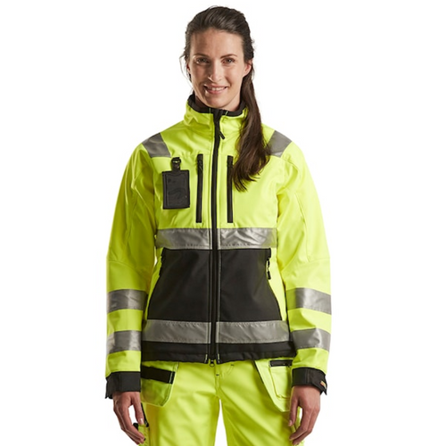 BLAKLADER Jacket | 4902 Womens High Vis Yellow /Black Jacket Waterproof with Reflective Tape in Softshell