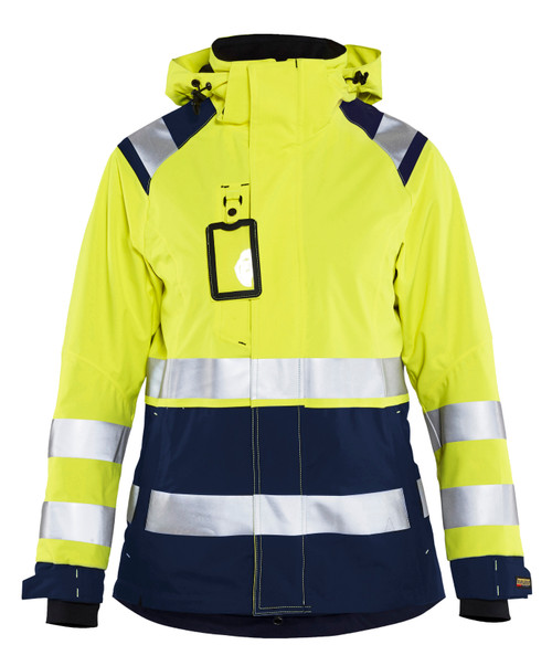 BLAKLADER Jacket | 4904 Womens High Vis Yellow /Navy Blue Jacket Waterproof with Reflective Tape in Polyester