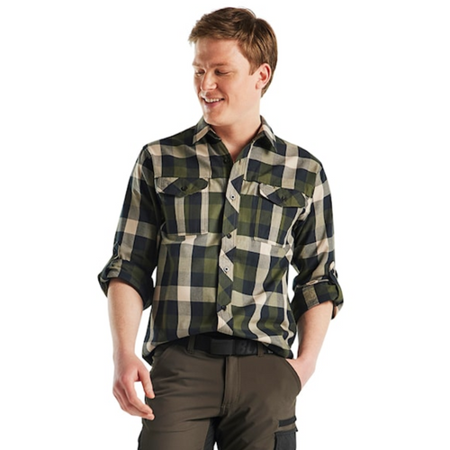 LAKLADER Shirt  3299  with  for BLAKLADER Shirt  | 3299 Mens Olive Green / Black Long Sleeve Flannel Shirt in Cotton that have Long Sleeve  available in Australia and New Zealand