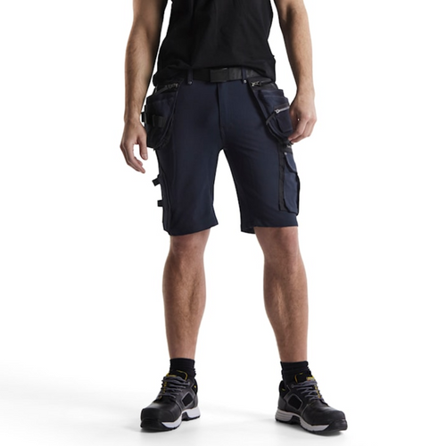 BLAKLADER 4-Way Stretch Dark Navy Blue Shorts for Carpenters that have Holster Pockets  available in Australia and New Zealand