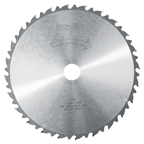MAFELL 250mm Circular Saw Blades with 30mm Bore for Solid Wood